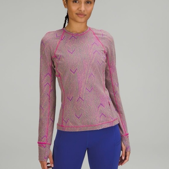 lululemon athletica Tops - Lululemon Swiftly Tech Long Sleeve 2.0 Chevron Herringbone Magenta Purple Size 2
